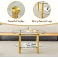 thumbnail image 6 of Gold Round Glass Coffee Table for Living Room, 27.5" Mordern Sofa Center Tables Clear Tempered Glass Stainless Steel Leg, Small Circle Coffee Table, Gold, 6 of 9