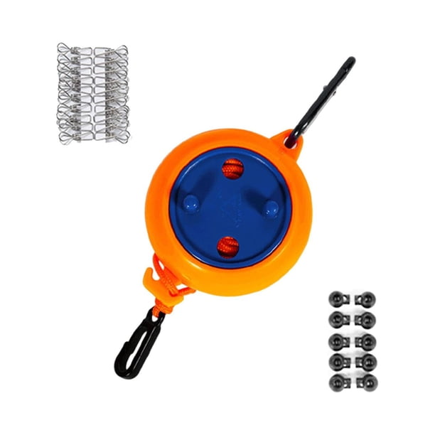 Tendedero de camping Tendedero portátil Sin taladro Ligero Ajustable para ropa Naranja 10m con Clip