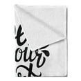 thumbnail image 2 of Adventure Soft Flannel Fleece Throw Blanket, Open Your Heart New Adventures Words Lettering with Sixties Inspired Design, Cozy Plush for Indoor and Outdoor Use, 60" x 80", Black White, by Ambesonne, 2 of 5