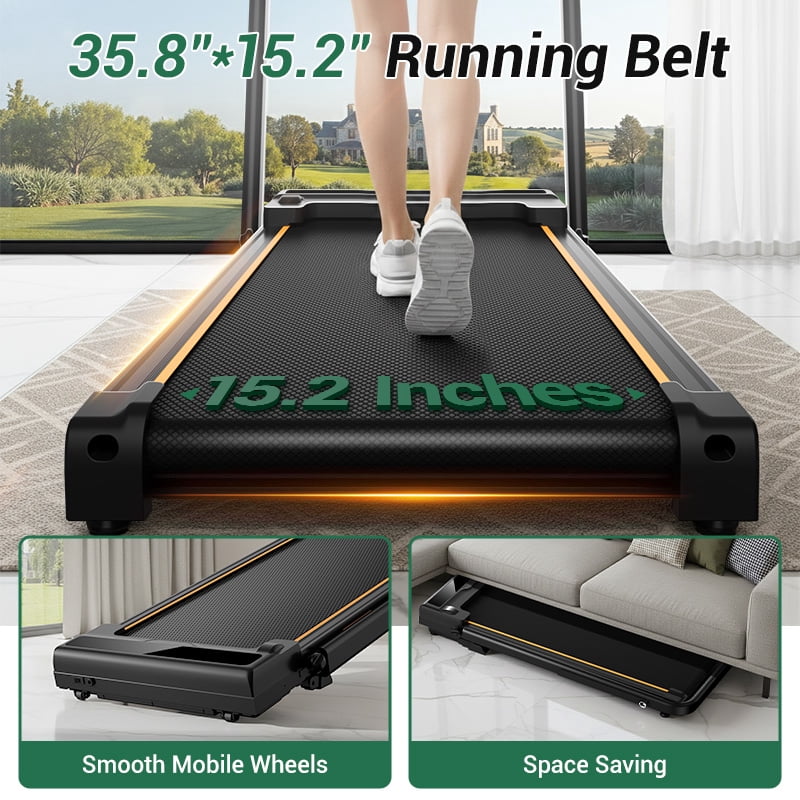 LEZEE 14% Incline Walking Pad, 2.5HP Motor, 6.3MPH, LED Display, 300 lbs Capacity, Compact Treadmill for Home