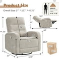 thumbnail image 6 of Aemeios Manual Swivel Rocker Recliner, Chenille Nursery Chair with Pockets, Camel, 6 of 6