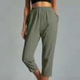 thumbnail image 1 of ICHUANYI Clearance Womens Solid Color Comfortable Elastic Waist Casual Trousers With Pocket(Army Green, XXL) ICHUANYI WER2023080906042, 1 of 8