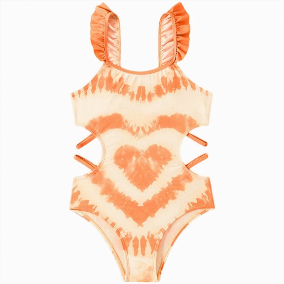 Gibobby Girls One Piece Swimsuits Summer UPF 50 Quick Dry 2T 3T 4T 5T 6T Beach Bathing Suit Cross Shoulder Strap Swimwear(5-6 Years,Orange)