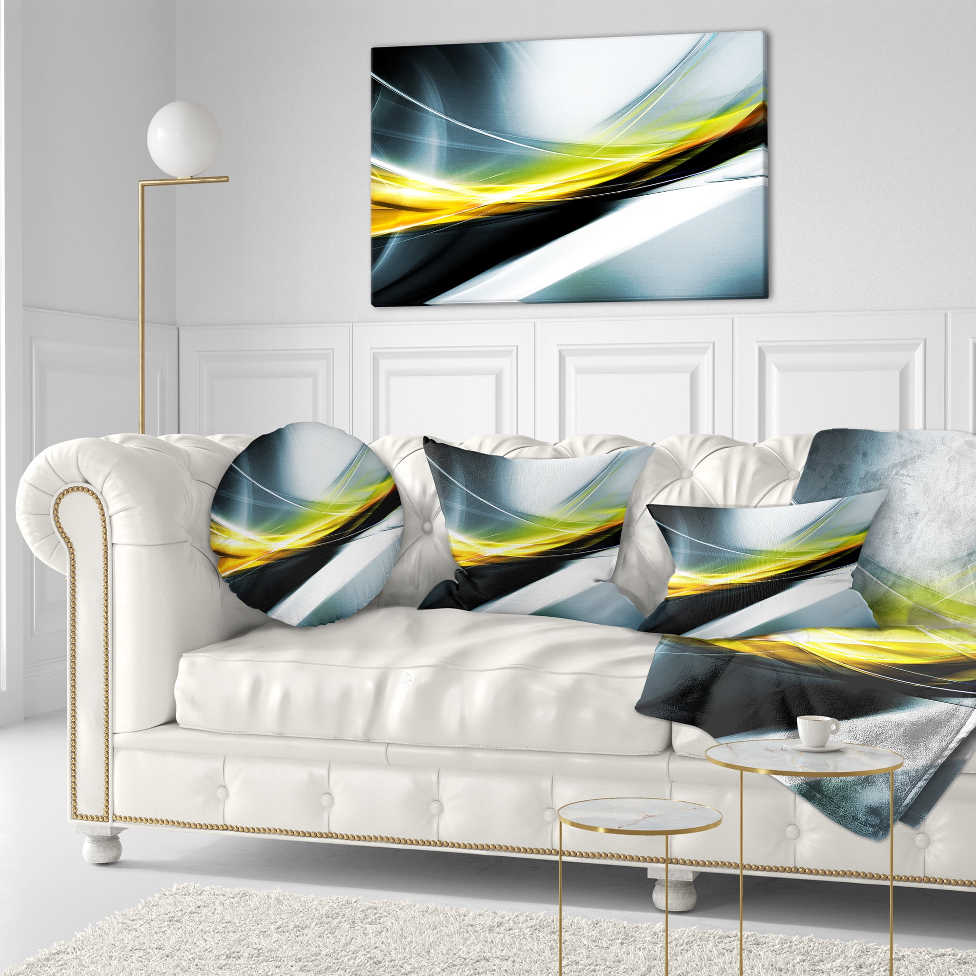 Designart Glittering Yellow Pattern - Abstract Throw Pillow - 12x20