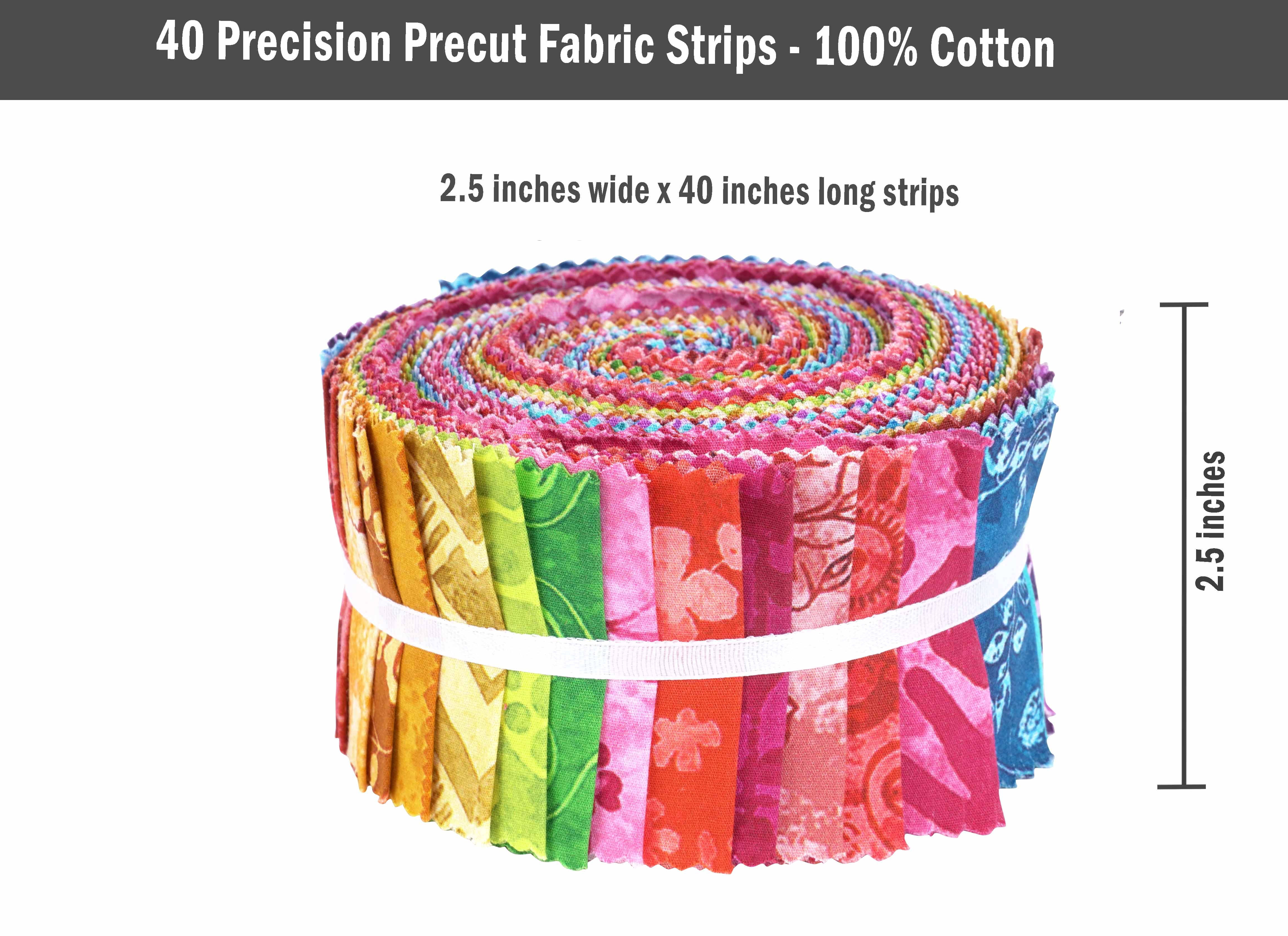 Soimoi 40Pcs Batik Print Cotton Precut Fabrics For Quilting Craft Strips 2.5x42inches Jelly Roll - Red