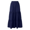 thumbnail image 5 of Riforla Women Summer Boho Elastic High Waist Pleated A Line Flowy Ruffle Swing Tiered Long Beach Skirt Womens Skirts Blue XL, 5 of 5