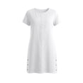 thumbnail image 4 of Blmnix House Dress Women Dresses Shift Linen Dress Button Down Under Dress White Crew Neck Short Sleeve Mid-Length Adaptable Ladies Summer Dresses L, 4 of 6