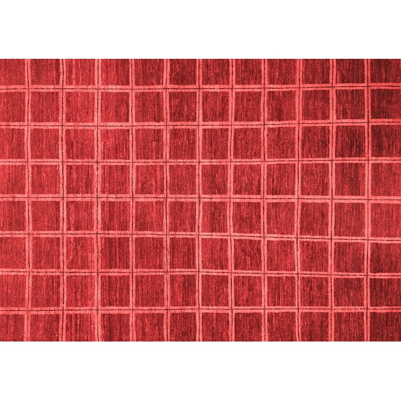 Ahgly Company Indoor Rectangle Checkered Red Modern Area Rugs, 7' x 10'