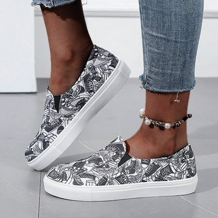 

ERTUTUYI Leisure Flats Fashion Slipon Sneakers Breathable Women s Shoes Casual Outdoor Women s Casual Shoes Black 37