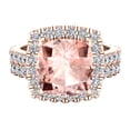 thumbnail image 4 of Pink Morganite Cushion Cut Halo Diamond Wedding Rings for Women 14K Rose Gold 3.30 CTW (G,SI), 4 of 5
