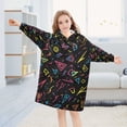 thumbnail image 5 of FORMRS Wearable Blanket Hoodie with Sleeves for Kids Cozy Flannel Sweatshirt, Black Neon Lightning, 5 of 7