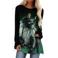 thumbnail image 1 of Blusa de manga larga con cuello redondo para mujer, camisetas informales con estampado de animales Pompotops FGAJ815, 1 of 5