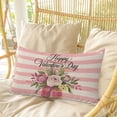 thumbnail image 4 of Valentine's Day Pillow Covers, Linen Long Throw Pillow Case, Pink Roses Flowers Stripes Rustic Beige Holiday Pillow Protector Decorative Cushion Cover for Living Room/Bedroom 20" x 36", 4 of 8