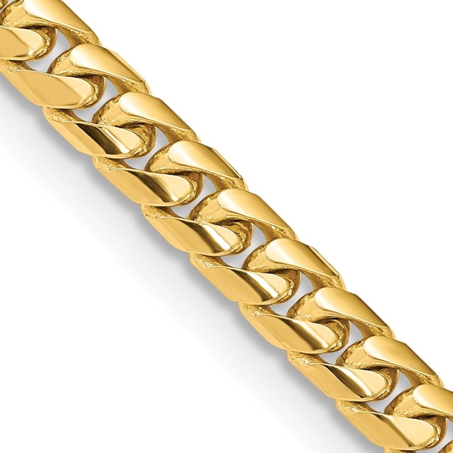 Diamond2Deal 14K Yellow Gold 6.75 mm Solid Miami Cuban Link Chain Necklace for Mens 22"