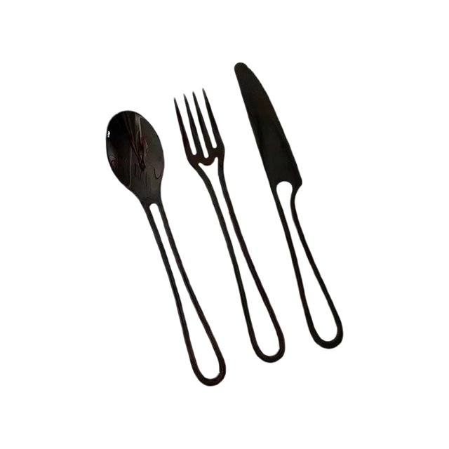Techinal Spoon Fork Knife Stainless Steel Cutlery Reusable Flatware Set Polished with Round Edge Kitchen Utensil Tableware Set