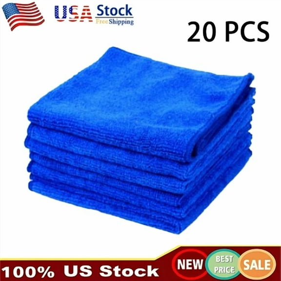 20Pcs Microfiber Cleaning Cloth No-Scratch Rag Car Polishing Detailing Towel