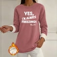 thumbnail image 2 of Tnhcen Women's Plus Size Fleece Lined Sweatshirt, Women's Funny Graphic Long Sleeve Crewneck Top, Casual Sherpa Lined Cold Shoulder Winter Warm Pullover, 2 of 7