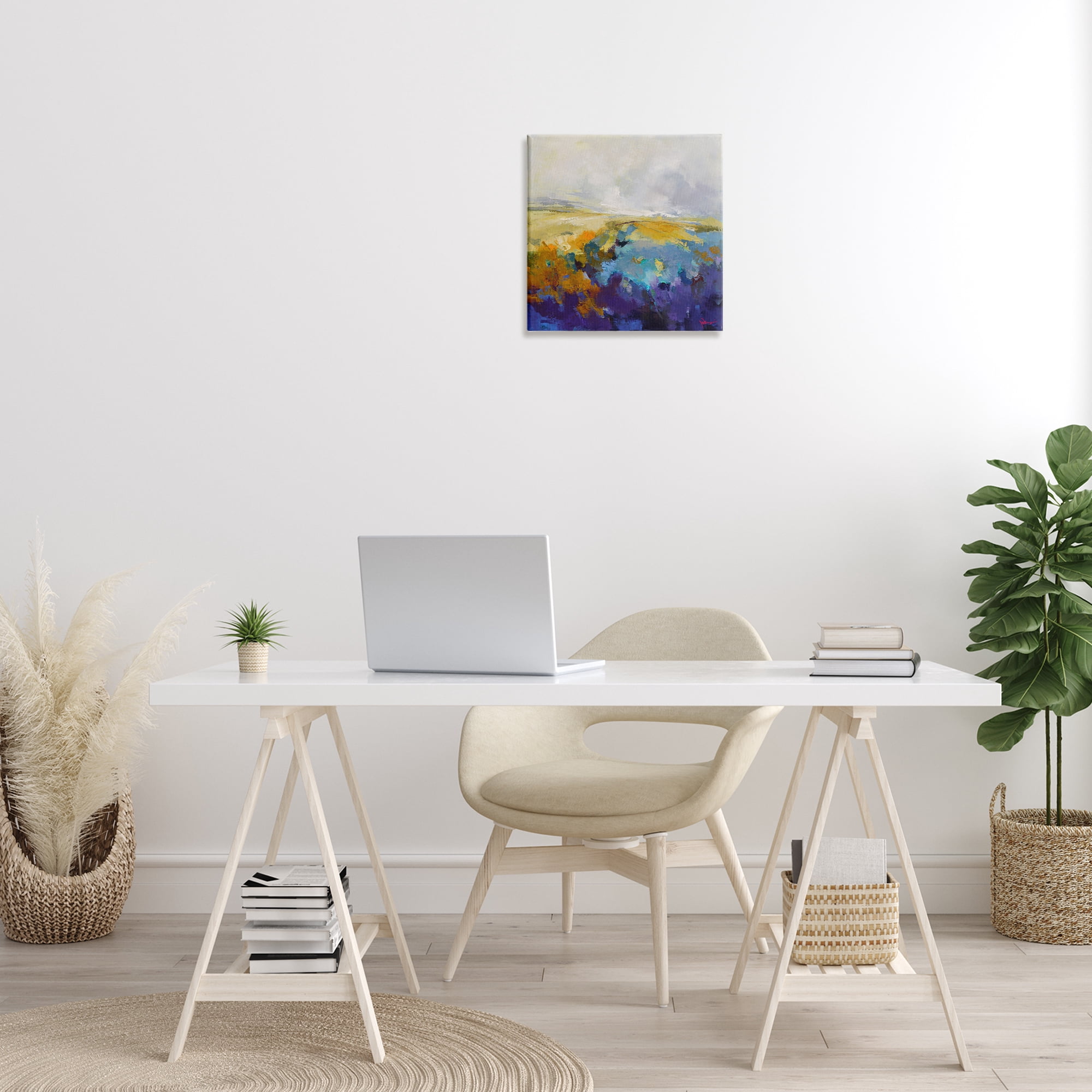 Stupell Industries Expressive Country Field Landscape Painting Gallery Wrapped Canvas Art Print Wall Art, 17 x 17
