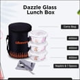thumbnail image 2 of SOPL-OLIVEWARE Dazzle Glassware Round Lunchbox | with Napkin & Steel Spoon | Borosilicate Glass | Microwave Proof | Set of 3 (400ml), 2 of 5