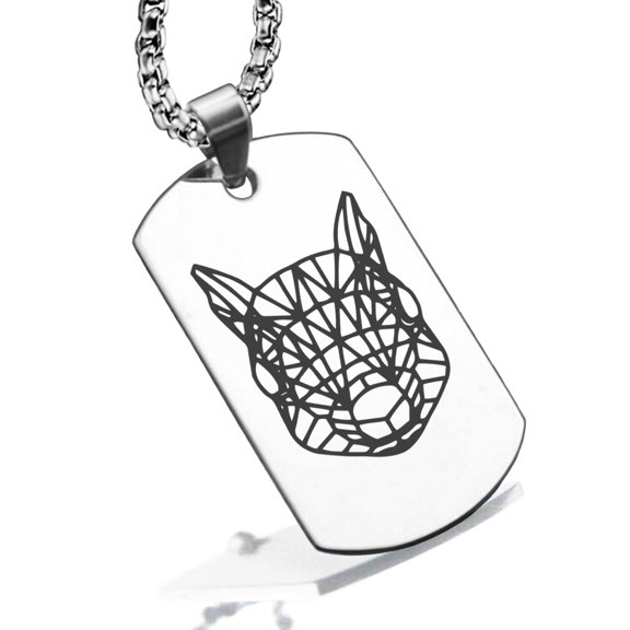 Stainless Steel Geometric Polygon Squirrel Animal Dog Tag Pendant Necklace