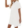 thumbnail image 4 of Women s Babydoll Tiered Short Sleeve Denim Dress Button Down Tunic Dress, 4 of 6