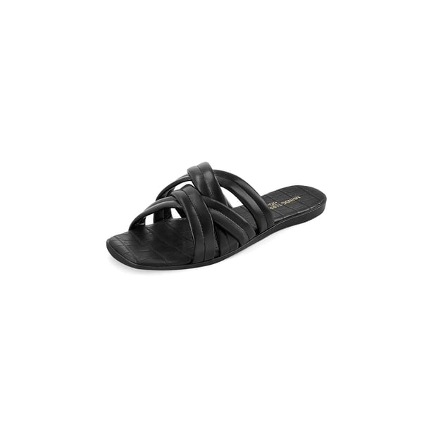 Sandalia Plana Color Negro Mundo Terra 030645