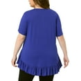 thumbnail image 4 of Agnes Orinda Plus Size T Shirts for Women Henley V Neck Button Up Short Sleeve Ruffled Hem Blouses Tops 4X Royal Blue, 4 of 7