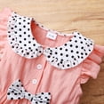 thumbnail image 5 of Baby Girls Dress Ruffle Sleeve Wave Point Print Doll Collar Dress 1PCS Summer Dress 9-12 Months, Pink, 5 of 7
