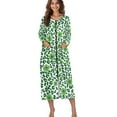 thumbnail image 4 of FOR U DESIGNS Shamrock Leopard Green Print House Dresses for Women, Breathable Long Sleeve Night Shirts Soft House Dress with Pockets, Duster Lounger Robe with Zipper, M, 4 of 8