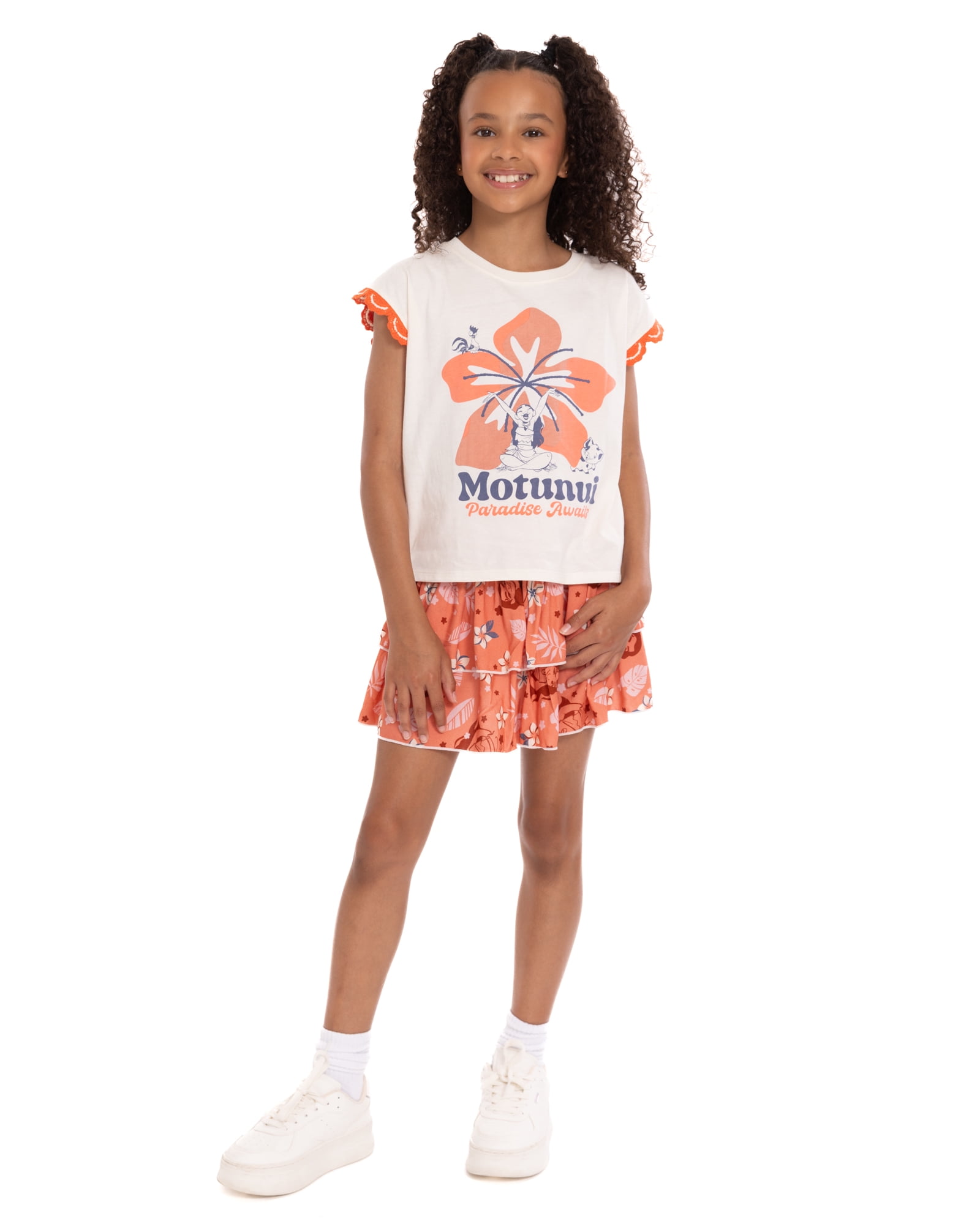 Disney Moana Girl’s Tiered Smocked Waist Skirt, Sizes 4-16