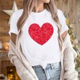 thumbnail image 6 of ICHUANYI Women's Shirts Fashion Casual Crew Neck Short Sleeve Tops Heart Print T-shirt Cloth New Trending, 6 of 6