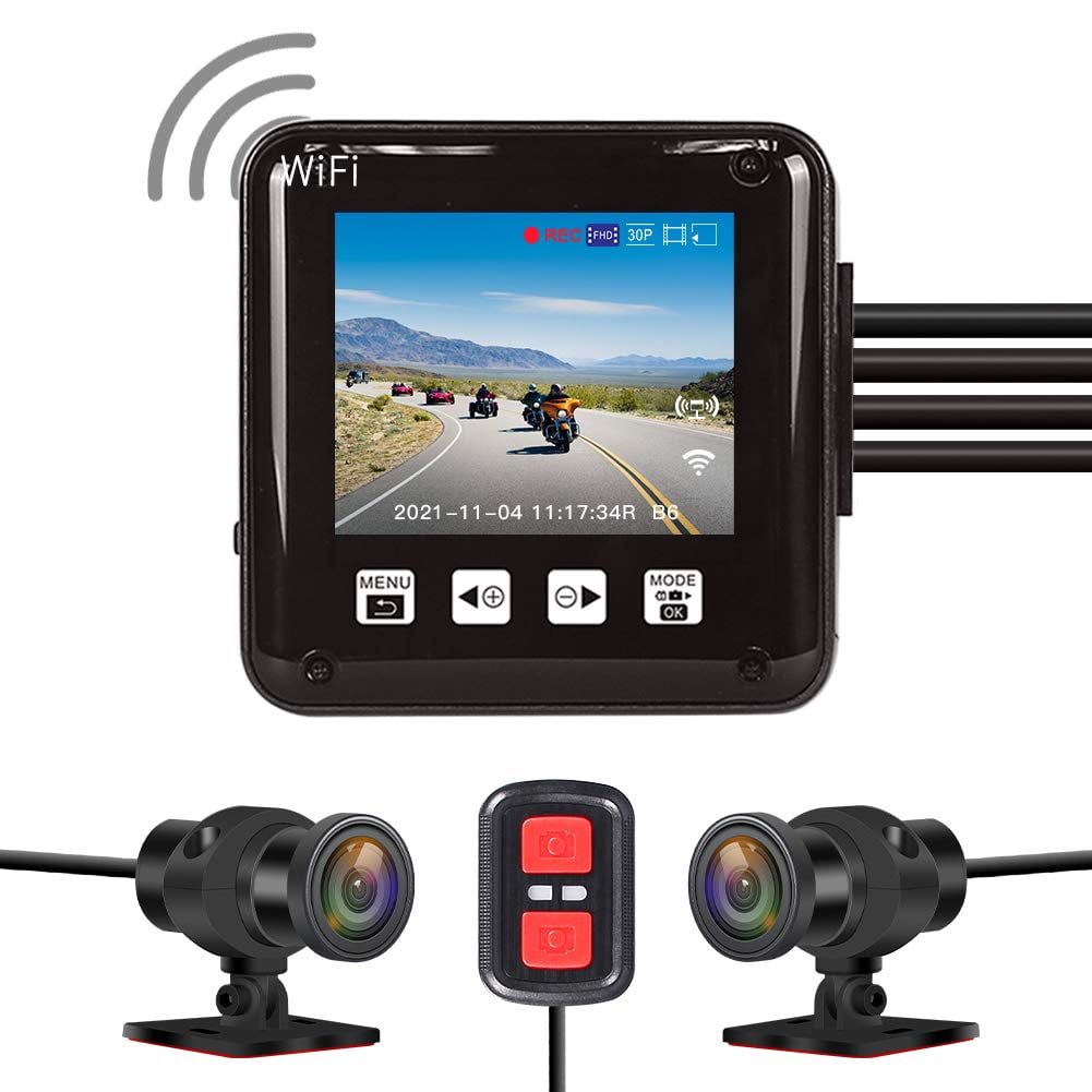 VSYSTO Dashcam Sport Caméra de Moto WiFi Double Lentille 1080P