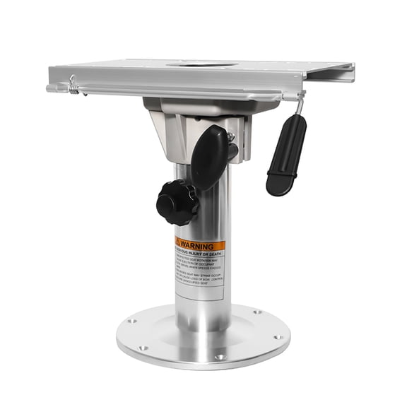 Adjustable Height Boat Seat Pedestal,Silver Aluminum Marine Seat Base Height 13.9in to18.9in with 360° Swivel Sliding Track