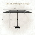 thumbnail image 3 of Gymax 13FT Double-sided Patio Umbrella w/ Solar Lights Crank Handle Umbrella Base Grey, 3 of 10