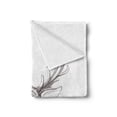 thumbnail image 2 of Antlers Soft Flannel Fleece Blanket, Sketch of Deer Head Illustration Style Black and White Monochromic Wild Animal Art, Cozy Plush for Indoor and Outdoor Use, 70" x 90", Warm Taupe, by Ambesonne, 2 of 5