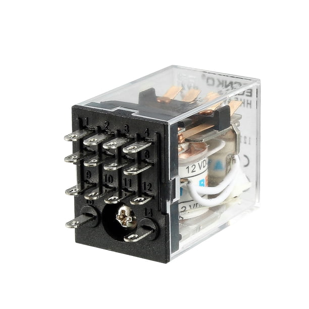 14 Pin Relay With Socket Green LED Uxcell Electromagnetic Power Relay ...