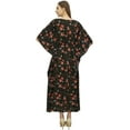 thumbnail image 4 of Bimba Women's Casual Drawstring Waist Nightwear Kaftan Black Evening Dress-4, 4 of 5