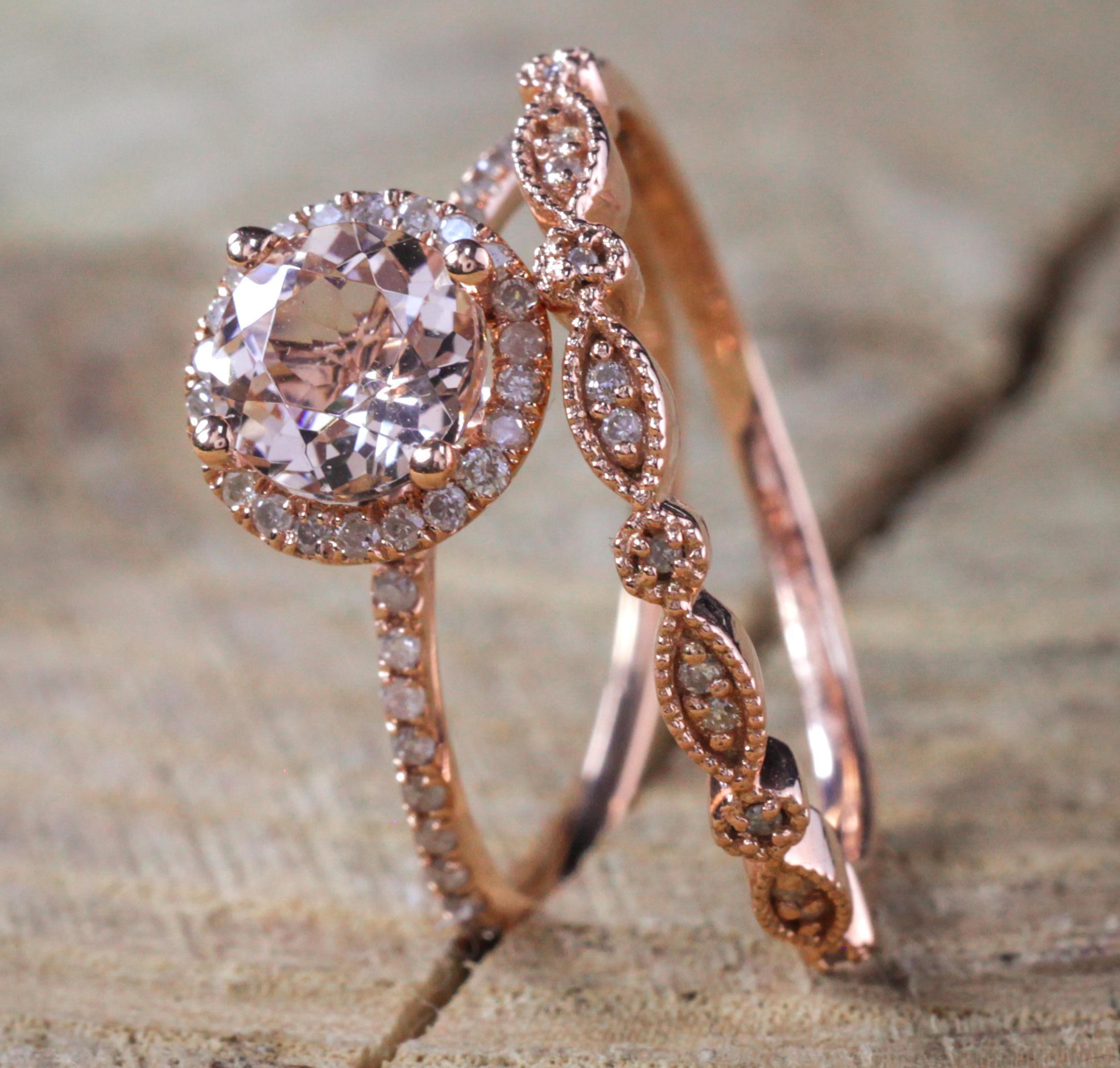 JeenJewels - Sale on Antique Vintage Design Milgrain 2 carat Round Morganite and Diamond Halo ...