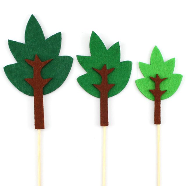 Coxeer Cake Topper Set Felt Plant Cute Cake Pick Cupcake Decoration Stick for Birthday