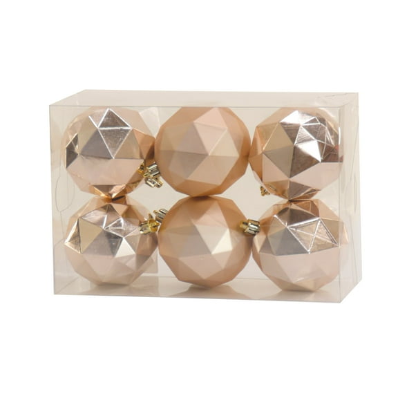 National Tree Company Christmas Ornaments, Rose Gold, Geometric , Shatterproof , Set of 6