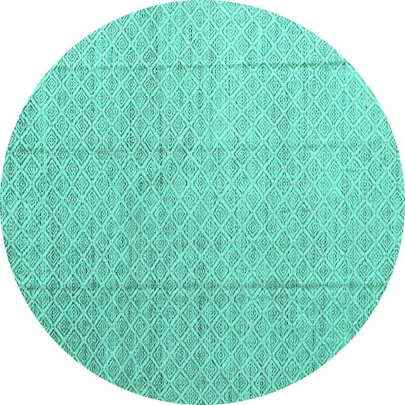 Ahgly Company Machine Washable Indoor Round Solid Turquoise Blue Modern Area Rugs, 6' Round