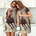 thumbnail image 4 of Pofeuu Horses free run on desert Print Women's Loose Fit Short Sleeve Nightgown, Comfortable Sleep Dress for Women, Casual Lounge Sleepwear, Soft Cotton Sleep Dress, 4 of 6