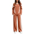 thumbnail image 2 of Inleife Women Color Block Tracksuit 2 Piece Outfit Set, Long Sleeve Crew Neck Sweatshirt & Wide Leg Pants With Pockets, Casual Loungewear Sports Suit, 2 of 6