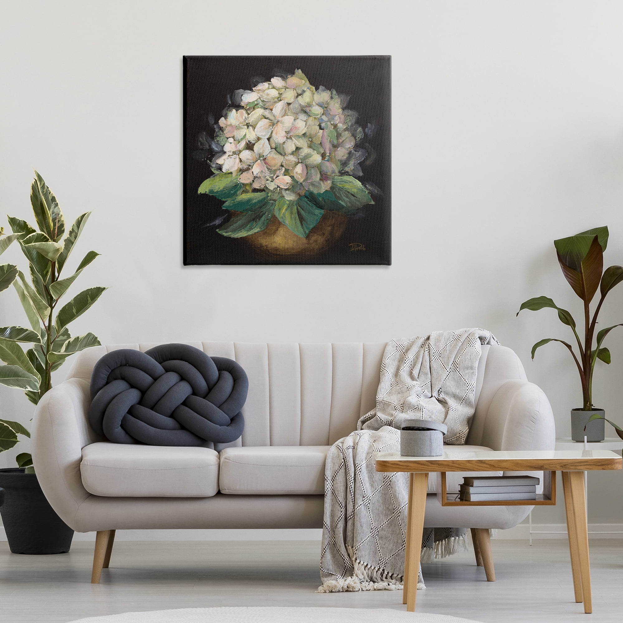 Stupell Industries Potted Hydrangea Plant Plants & Flowers Painting Wrapped Canvas Art Print Wall Art, 30 x 30