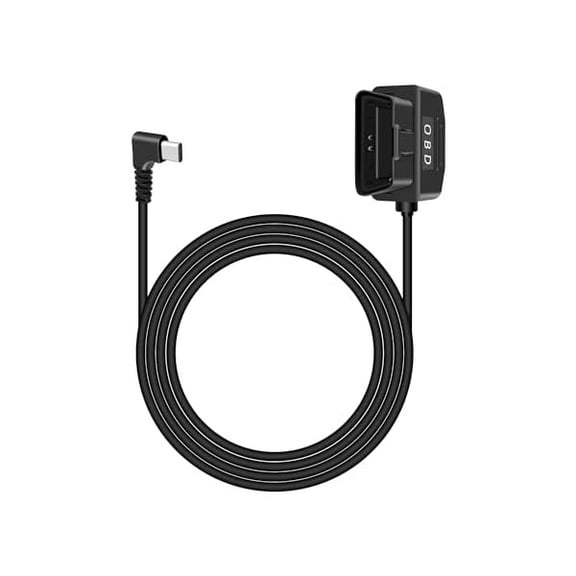 YJJSKEJI OBD2 Power Cable for Dash Cam,90 Degree Right Angle USB-C to OBD-II Hardwire Adapter with Switch Button Connector Plug and Play 24 Hours Surveillance/Acc Mode (11.5FT/3.5M)