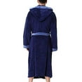 thumbnail image 3 of Peignoir à Capuche en Molleton pour Hommes, Robe de Chambre Serviette, Vêtement de Nuit (Bleu), 3 of 3