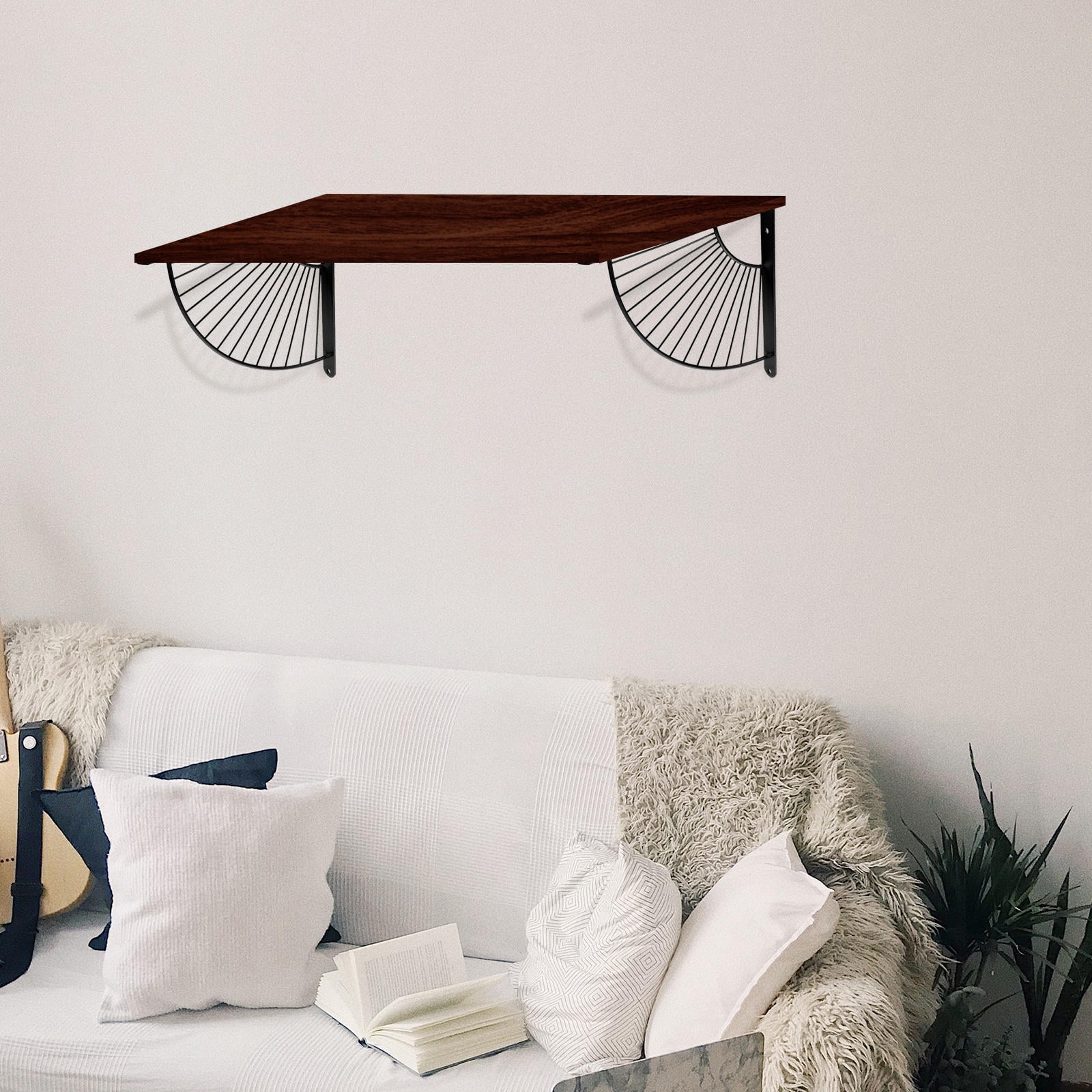 Worgeous 2 Pcs Organizer Shelving Brackets Shelf Support Bracket 2.4X24.5X24.5CM Black