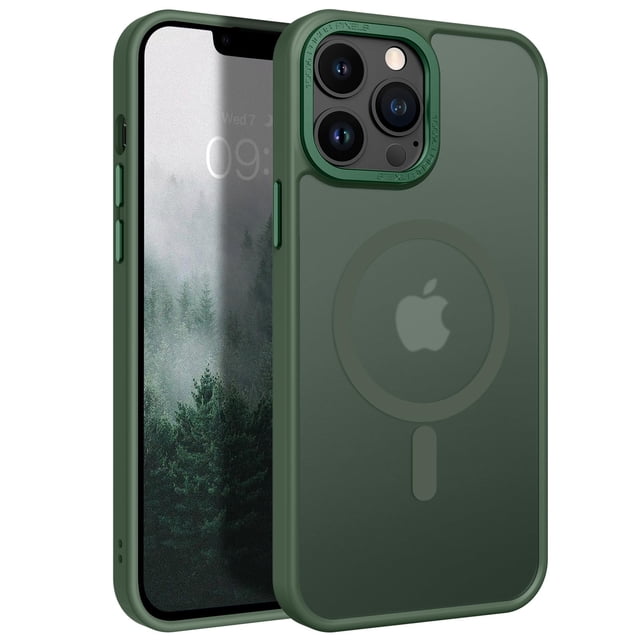 Funda de teléfono BENTOBEN para iPhone 13 Pro Max, color verde oscuro translúcido