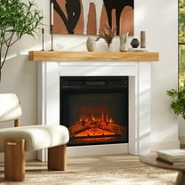 HOMCOM Modern Fireplace Mantel, Freestanding Fireplace Surround for Electric Fireplaces, with Leg, 51.2" W x 40.6" H, Natural Wood