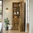thumbnail image 5 of Tribesigns Corner Cabinet, 74'' Tall Kitchen Pantry Cabinet, 6-Tier Corner Pantry with 4 Open Shelves, 2 180°Swivel Doors, 5 of 7